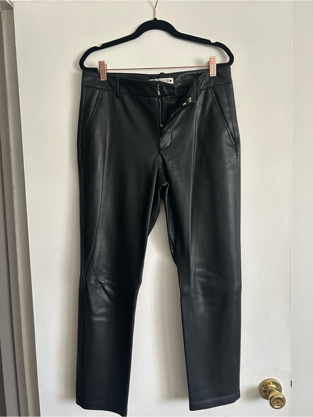 Zara Black Faux Leather High-Rise Pants